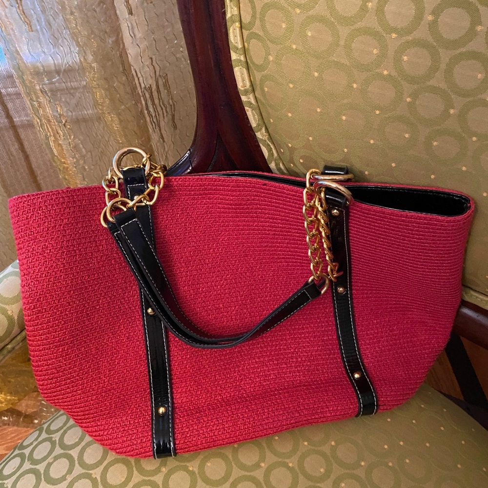 Red beach canvas summer bag